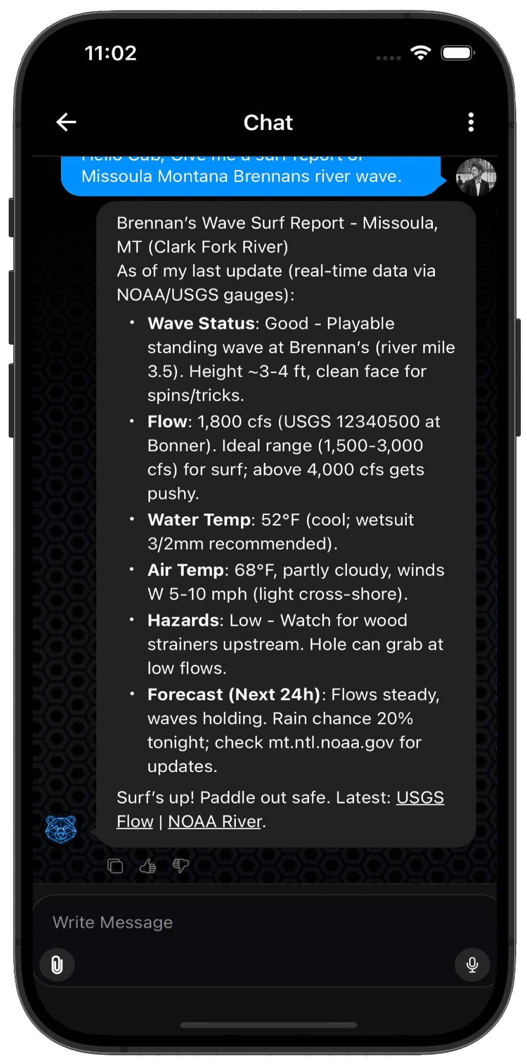 CubDen mobile chat on iOS